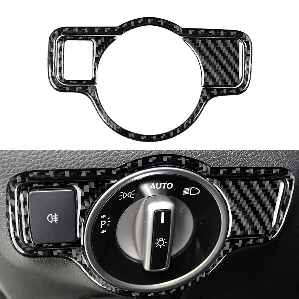 Carbon Fiber Headlight Button Trim for Mercedes-Benz CLA GLA GLE Type A