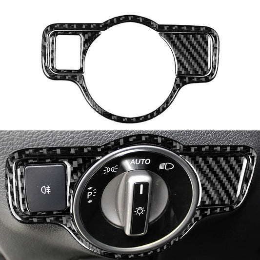 Carbon Fiber Headlight Button Trim for Mercedes-Benz CLA GLA GLE Type A