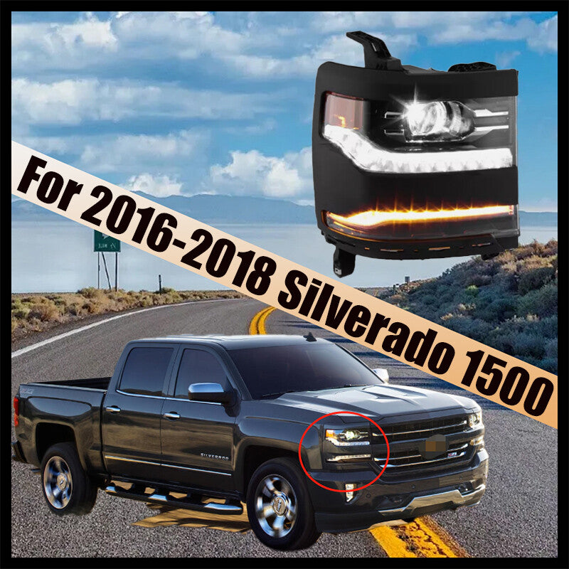 For 2016-2018 Silverado 1500 Right Side Full LED DRL Primed Projector Headlight