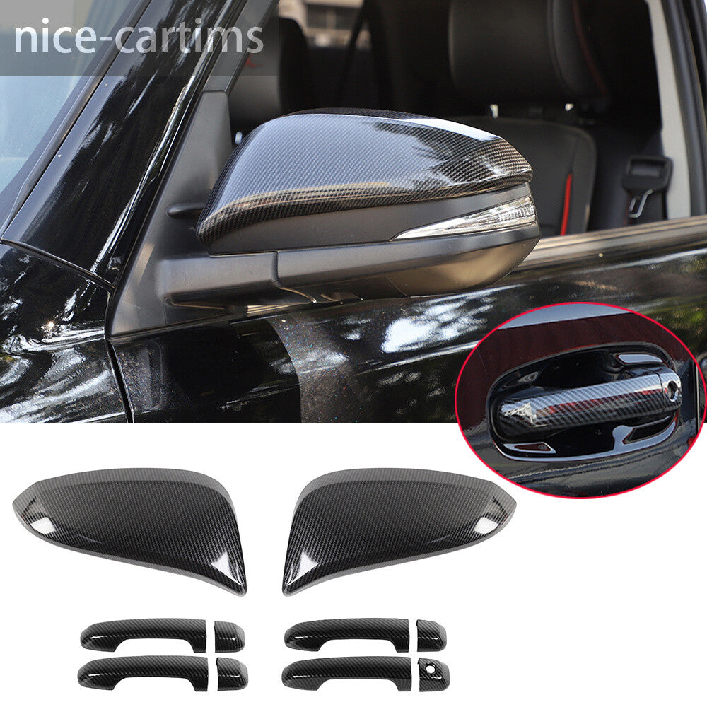 Carbon Fiber ABS Side Rearview Mirror Door Handle Cover For Toyot@ 4Runner 2017+