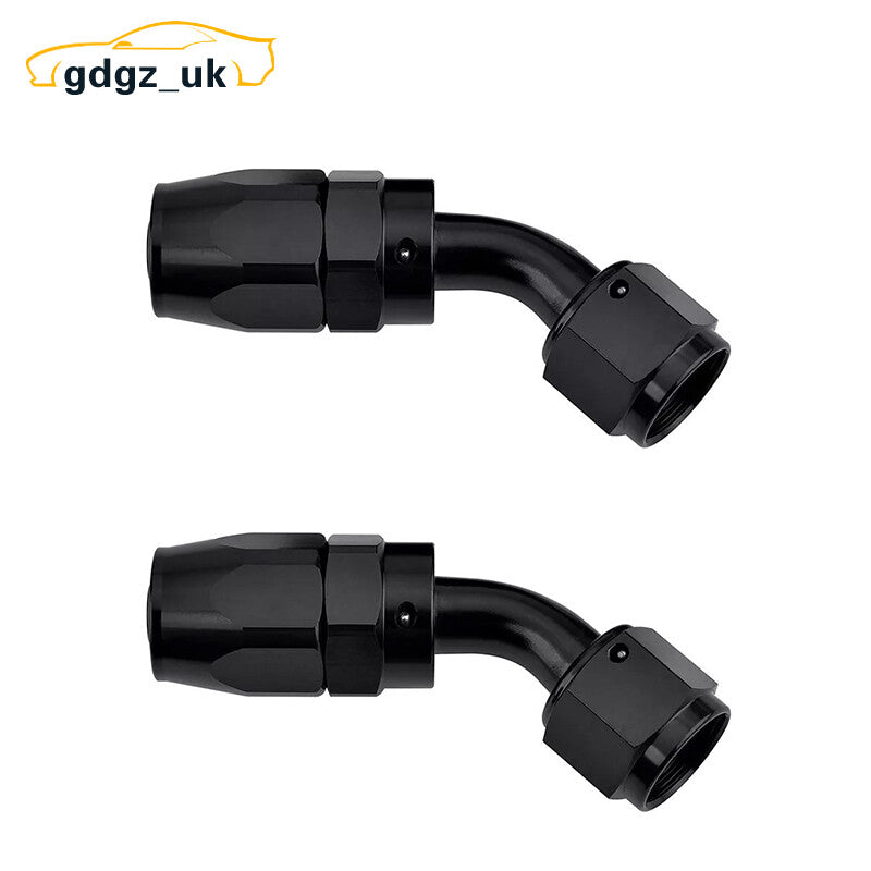 2pcs AN6 6AN 45 Degree Swivel Hose End Fitting Adapter Black Aluminum QUALITY