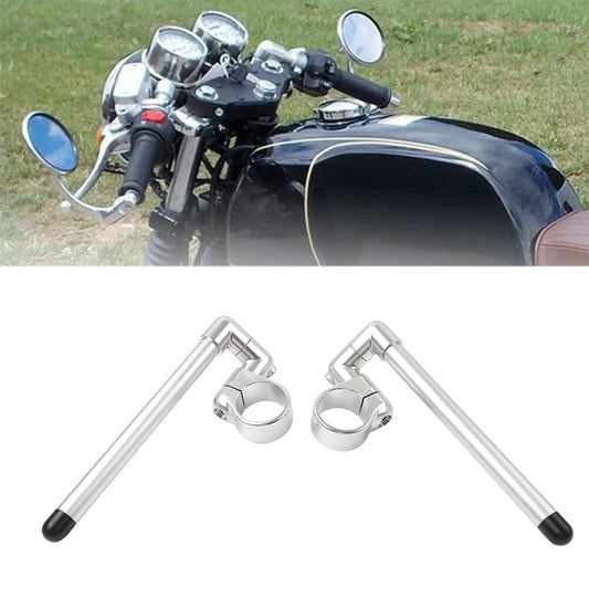 Silver Cafe Racer Bars 7/8 Universal Clip-On Handlebar Fork Tube 50MM