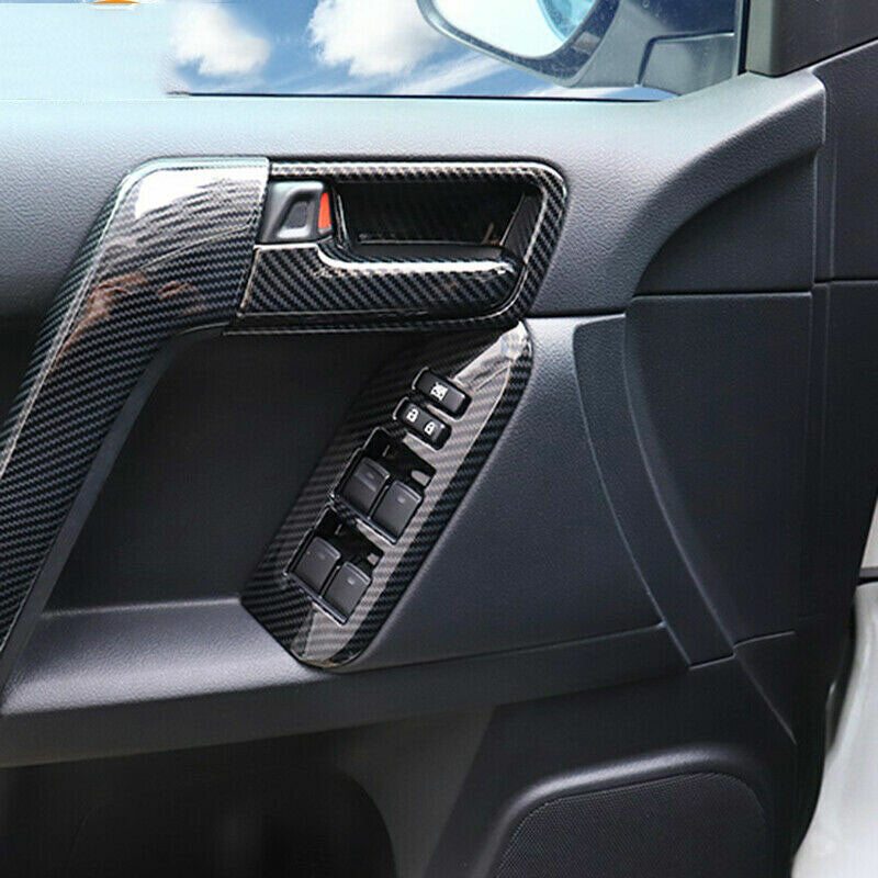 for Toyota Prado FJ150 2010-2021 Carbon ABS Inner Door Handle Bowl Cover Trim 8x