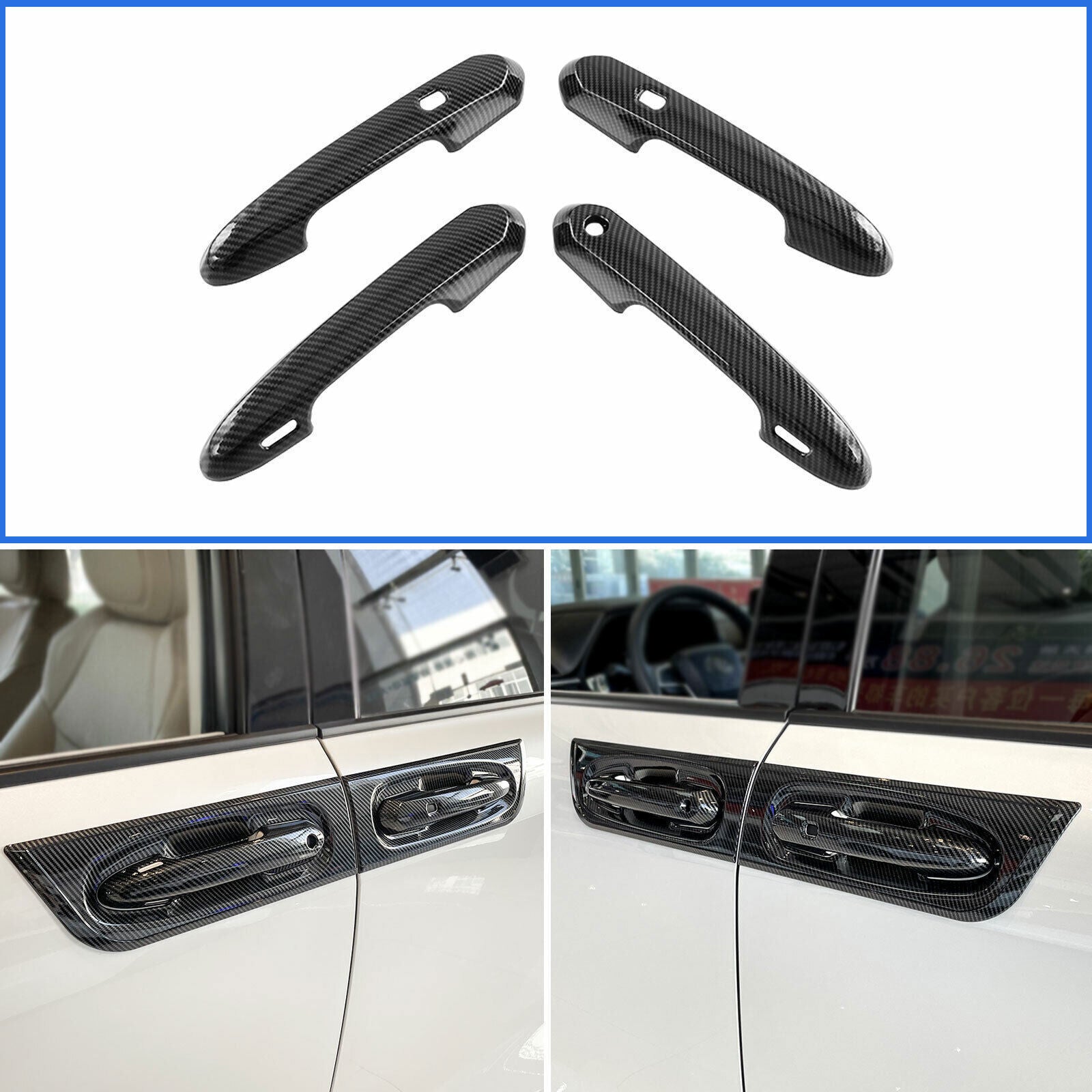 for Toyota for Sienna 2021-2022 Side Door Handle Molding Cover Trim ABS Carbon Fiber