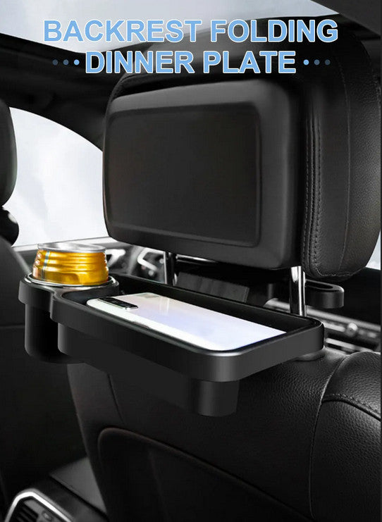 Car for Seat Back Organizer Storage Cup Holder Black ABS Tray Dining Table Foldable