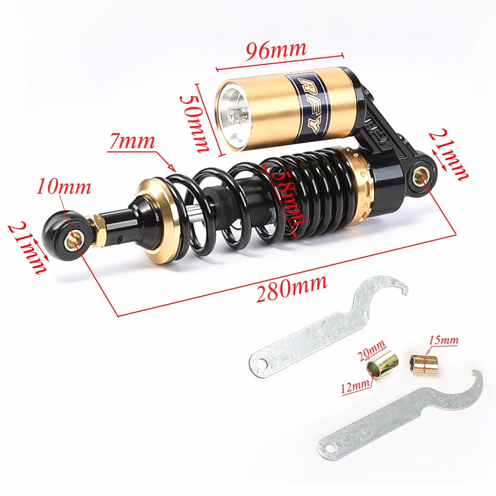2-Pack 11-inch 280mm Rear Air Shocks for Go-Karts, for Yamaha , ATVs, Quadruple Pit Bikes