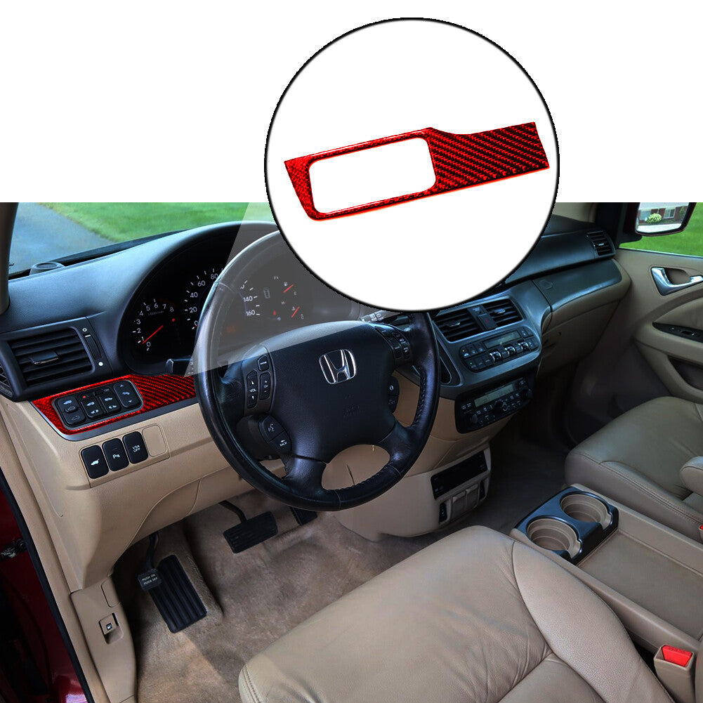 Red for Honda Odyssey Carbon Fiber Headlight Switch Control Frame Cover Trim
