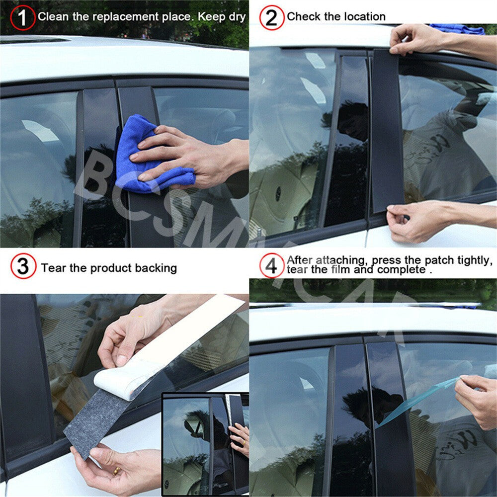 Car Window Post Cover Trim Stickers Decals 8Pcs Fit for Ford Flex 2009-2019