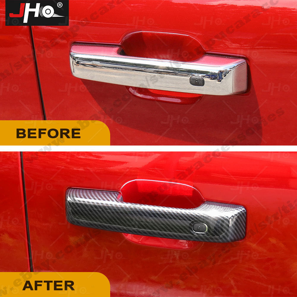 Carbon Fiber Exterior Door Handle Cover Trim for Ford F150 2021-2022 Accessories