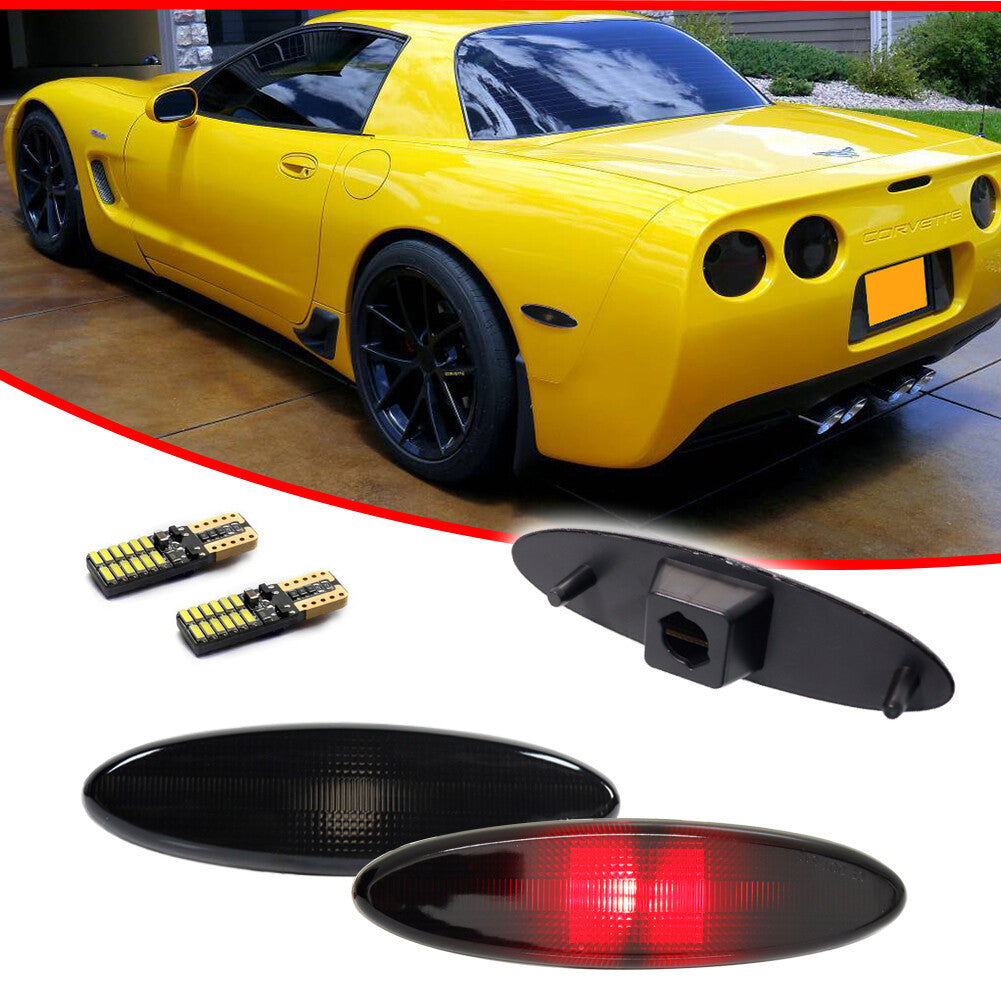 Two smoked black red LED rear marker lights for 1997-2004 for Chevrolet for Corvette C5
