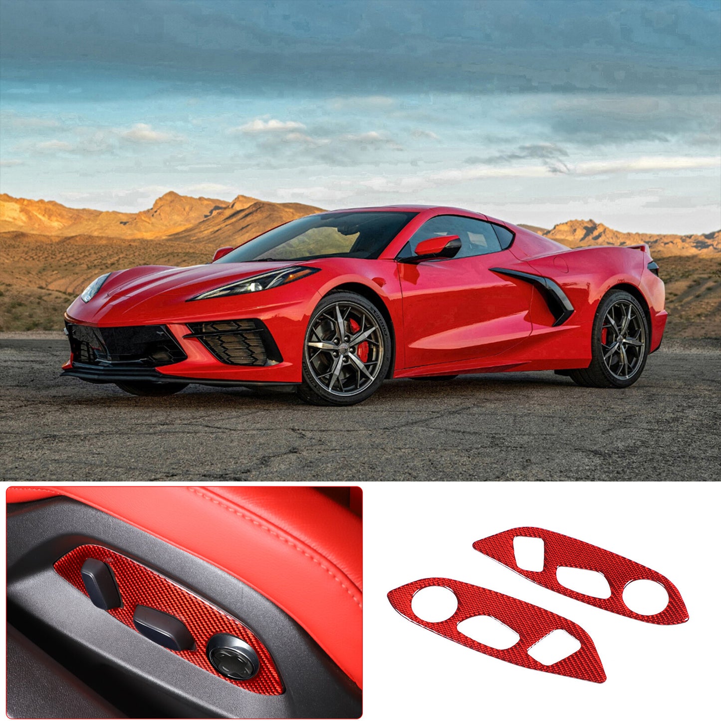 ABS carbon fiber internal AC vent decorative sticker for Corvette C8 20-23