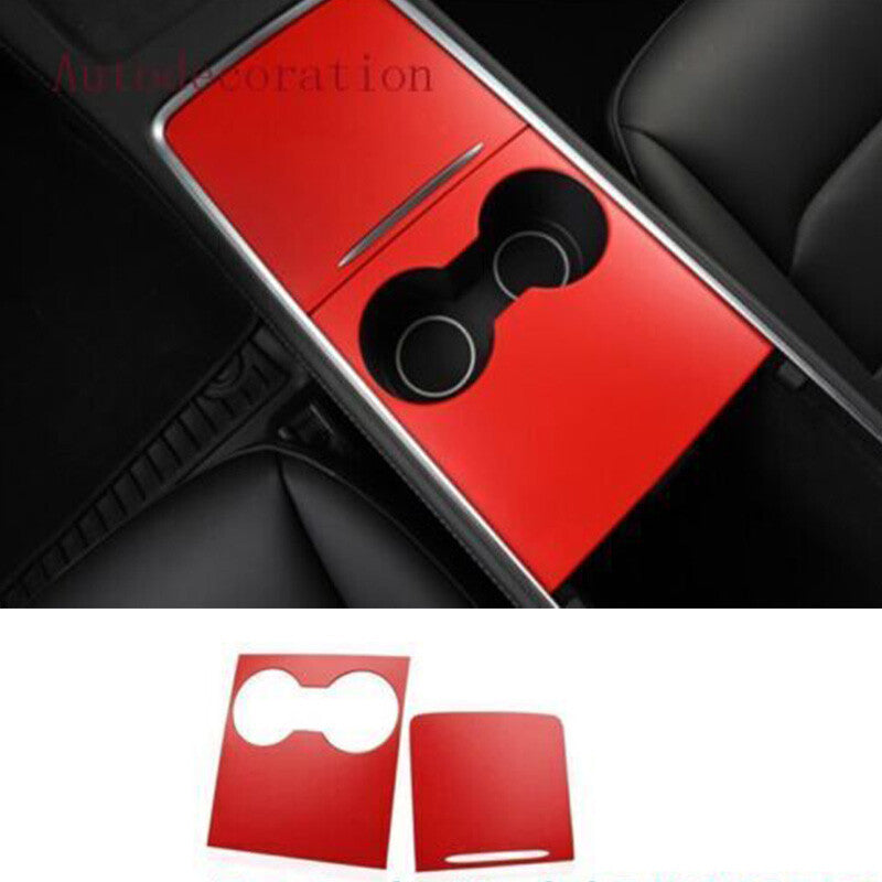 for Tesla Model 3 Y 2020-21s Hard PVC Red Central Console Panel Cover Trim 2PCS