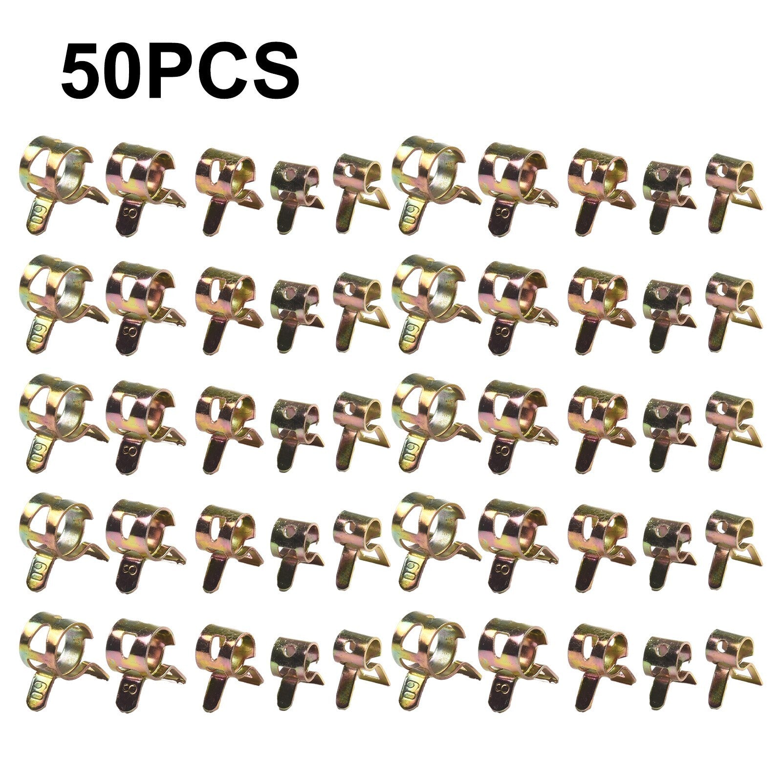 50 Pcs 5-9mm Car Fastener Spring Clips Clamp Fuel Water Line Hose Pipe Air Tube