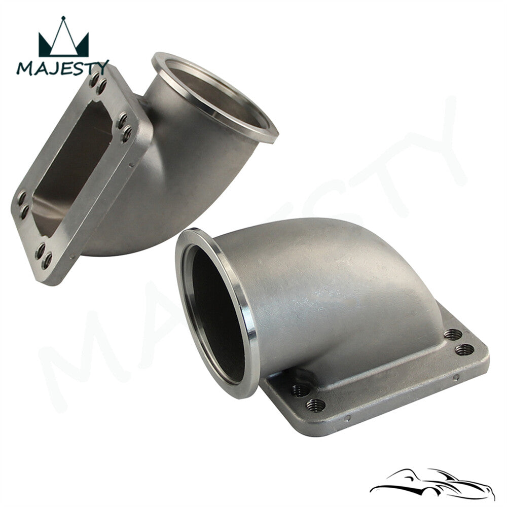 2PCS 2.5 Vband 90 Degree Steel Cast Elbow Adapter Flange For T3 T4 Turbocharger