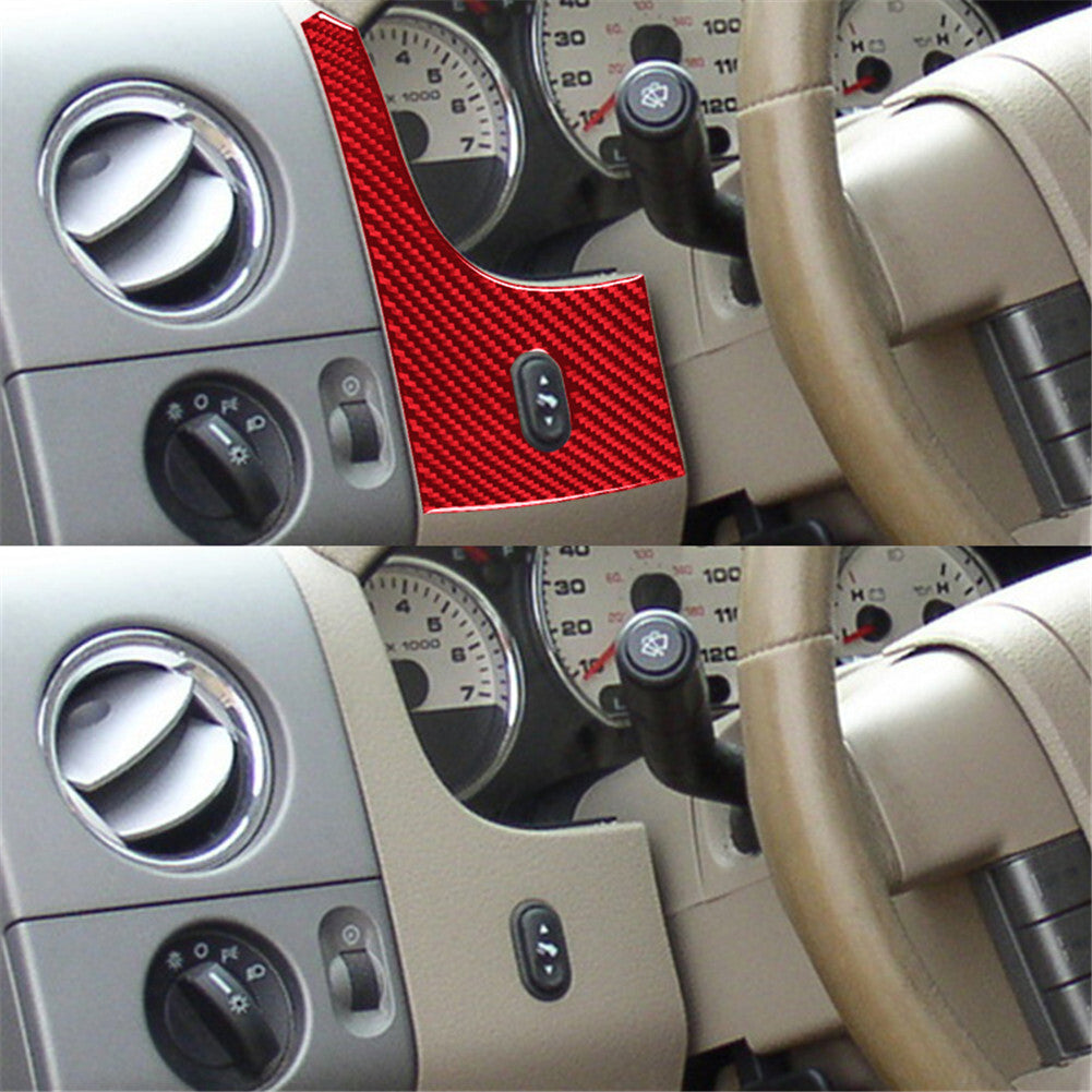 Carbon Fiber Interior Left Of Speedometer Cover Trim for Ford F150 FX4 04-08 Red