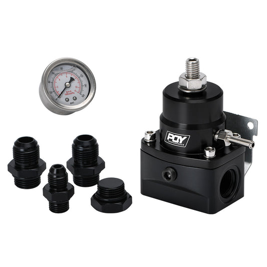 Universal Adjustable Fuel Pressure Regulator Gauge EFI Bypass FPR Kit Aluminum