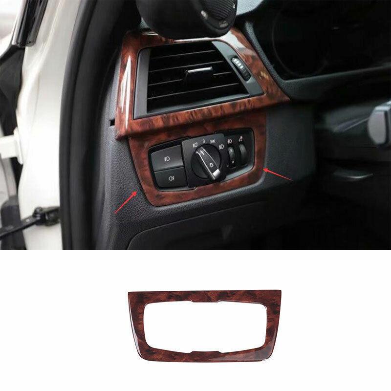 Wood Grain Headlight Switch Control Frame Trim for BMW F30 F32 F33 F36 2013-2019