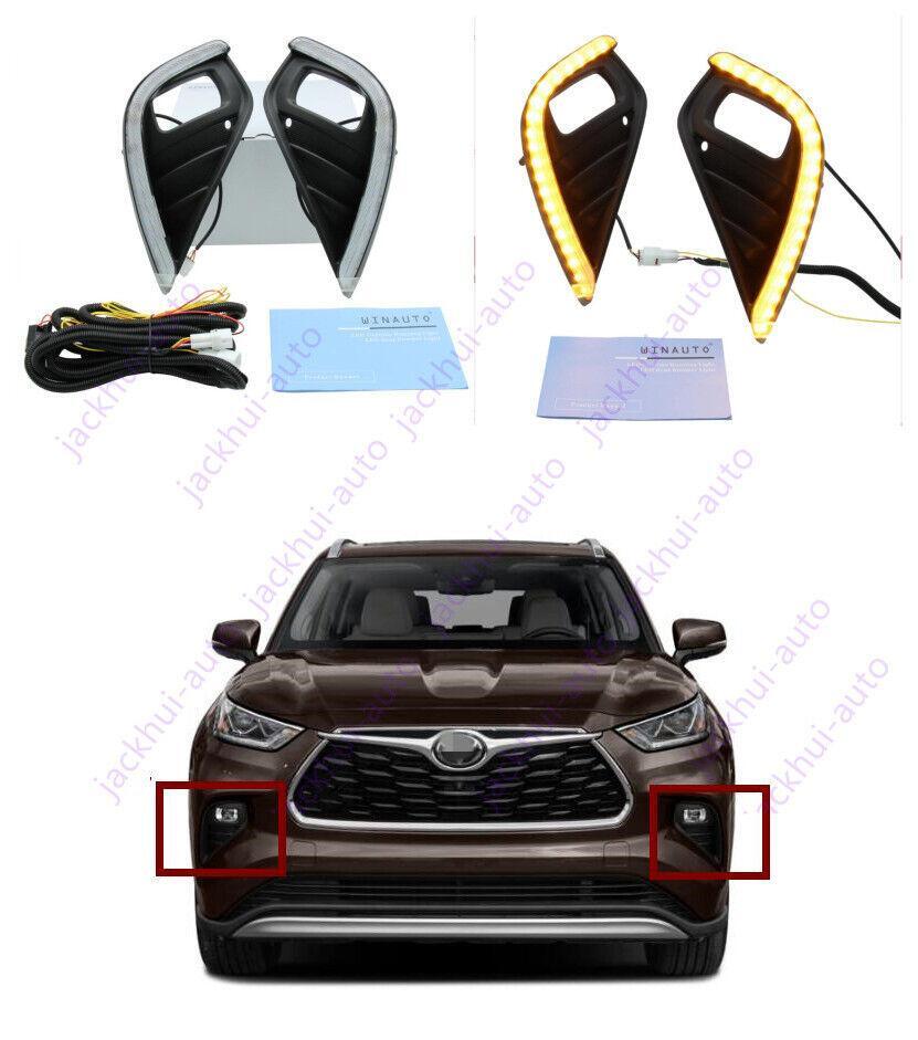 DRL LED for TOYOTA Highlander 2020-2021 Daytime Running Lights Fog Lamps w/Turn