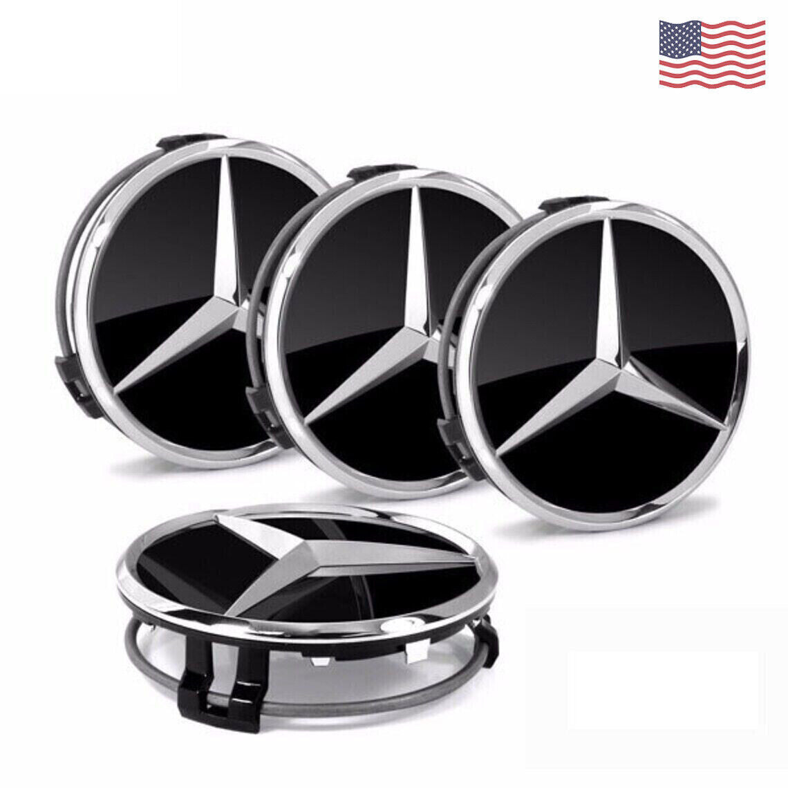 Wheel center cap badge 4-piece set for CES AMG - 75mm black