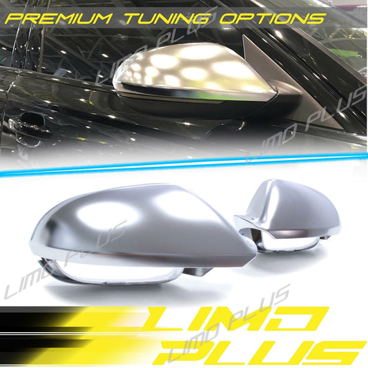 2x Matte Chrome Mirror Cover Caps for Audi for A6 C7 S6 RS6 12-18 w/o Lane Assist