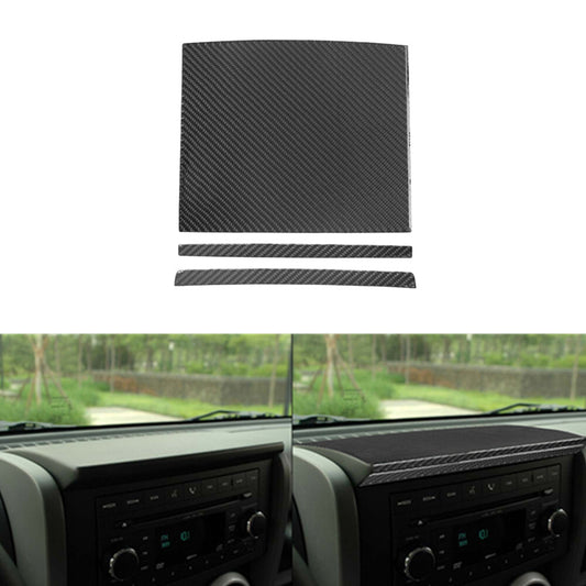 3X Carbon Fiber Center Console Panel Trim for Jeep for Wrangler 2007-2010