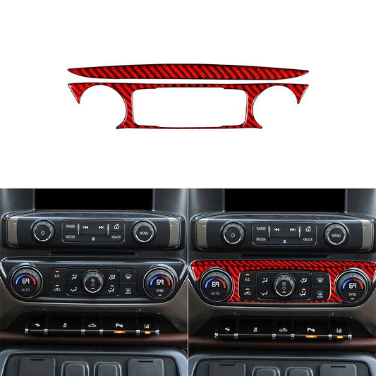 Red Carbon Fiber Climate control Cover Trim For Silverado for GMC for SIERRA 2014-2018
