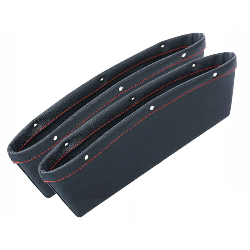 2x Black Car for Seat Crevice Gap Storage Bag Slit Box Organizer PU Leather Pocket