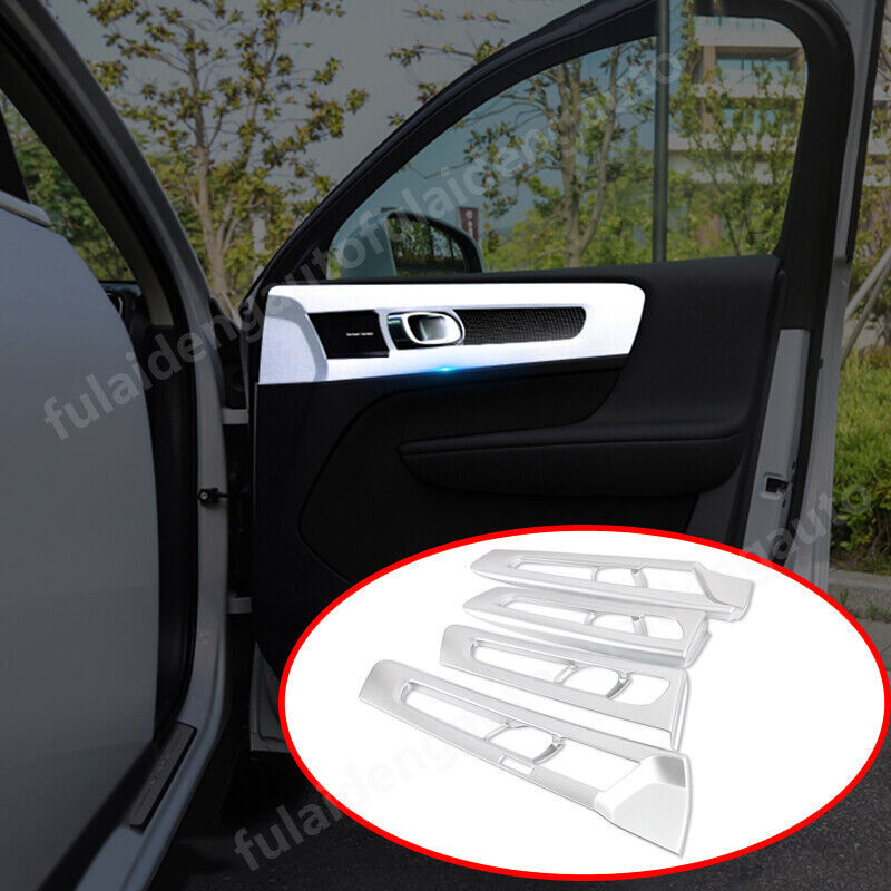 for Volvo XC40 2019-2022 Silver Inner Door Handle Bowl Panel Cover decor Trim 4x