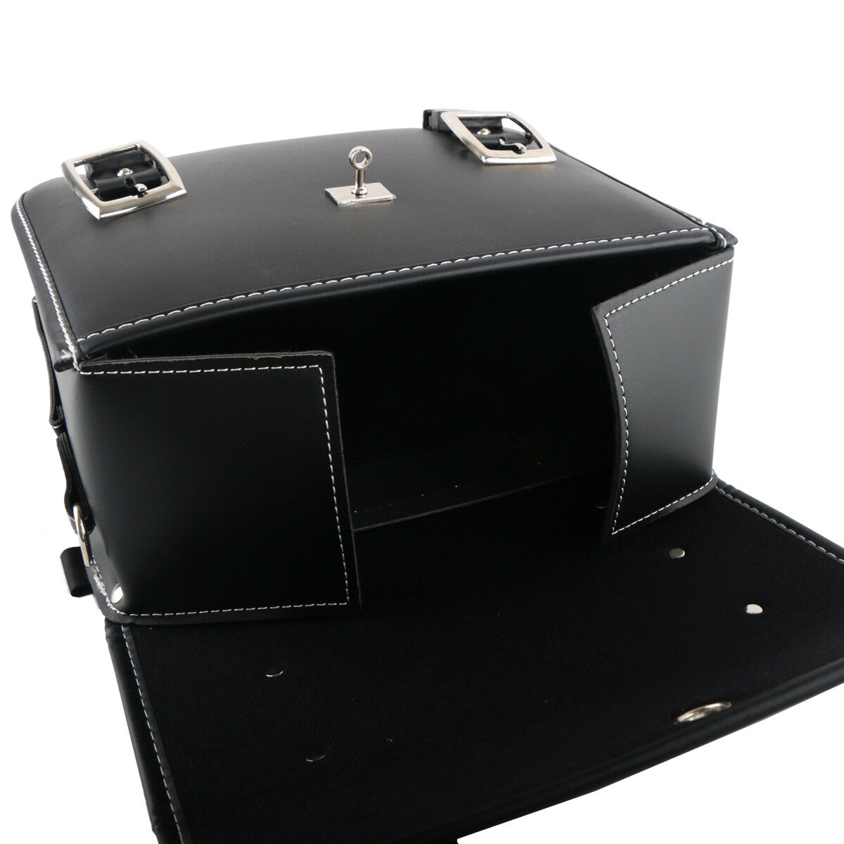 Universal PU saddlebag/luggage bag/motorcycle saddlebag with bottle holder, black.