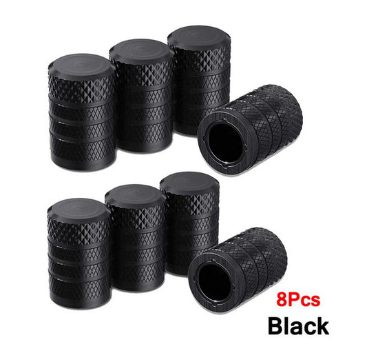 8-piece car tire valve cover rod air dust cover, black, universal, suitable for Toyota .