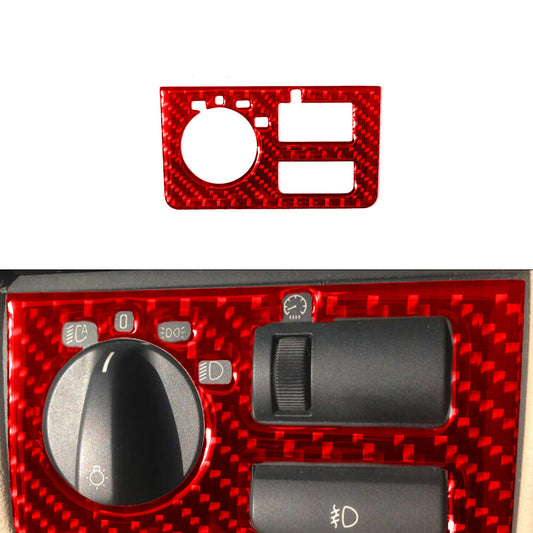 Red Carbon Fiber Dimming Light Control Trim for BMW X5 2000-2006 Type B