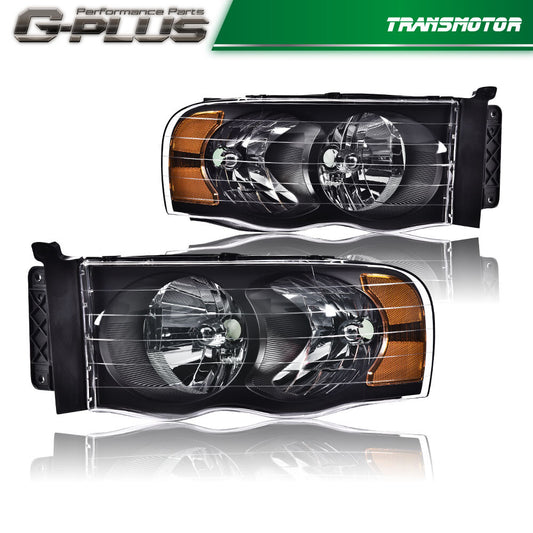 Suitable for 02-05 for Dodge for Ram 1500 2500 3500, black housing headlights and left and right lights.