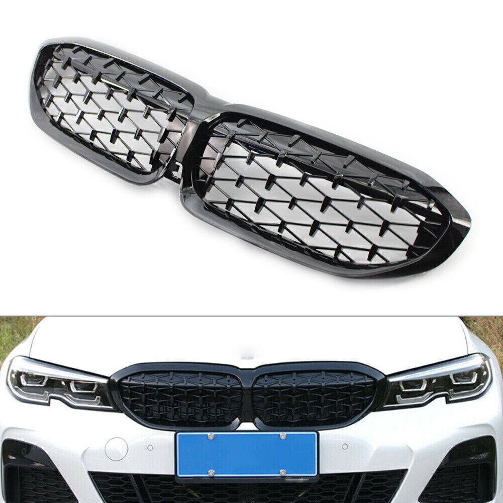 Front Grill Kidney Grille Black Diamond Style for BMW New 3 Series G20 2019-2022