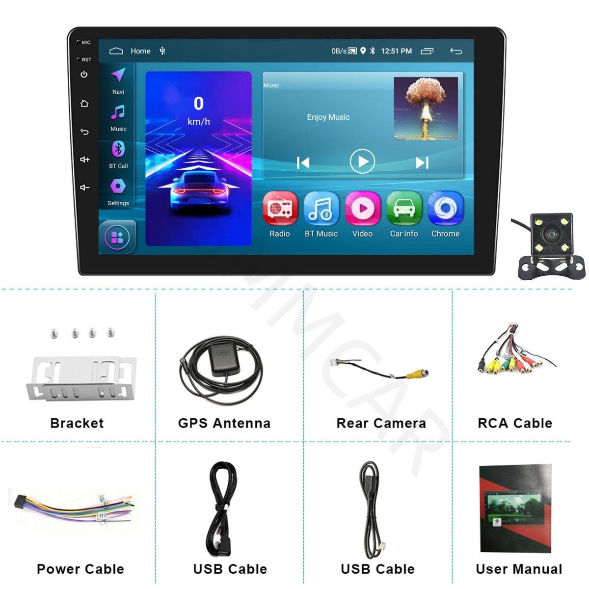 Radio Double 2DIN 10in Android 13 For Apple Carplay GPS Navigation Car Stereo