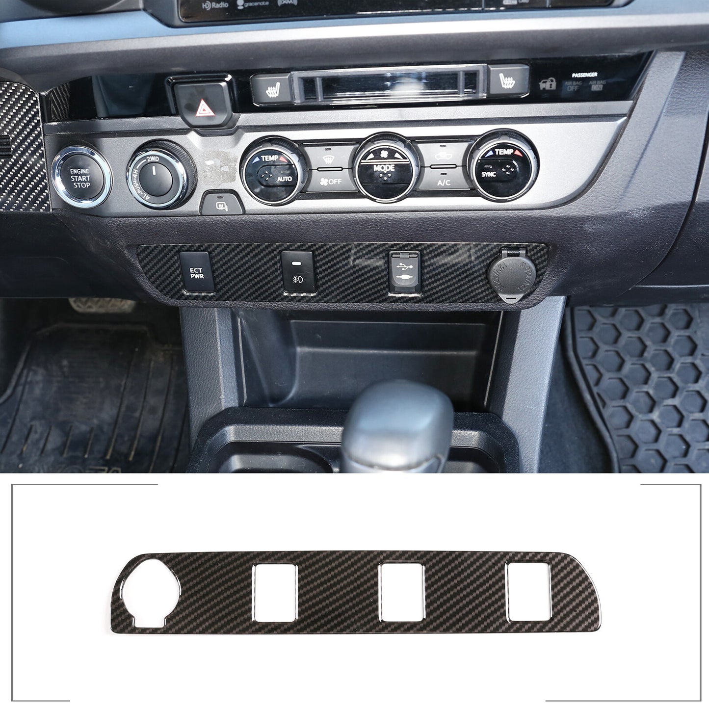 Red interior center console gear shift trim for Mercedes-Benz C-Class W204 (2007-2013)