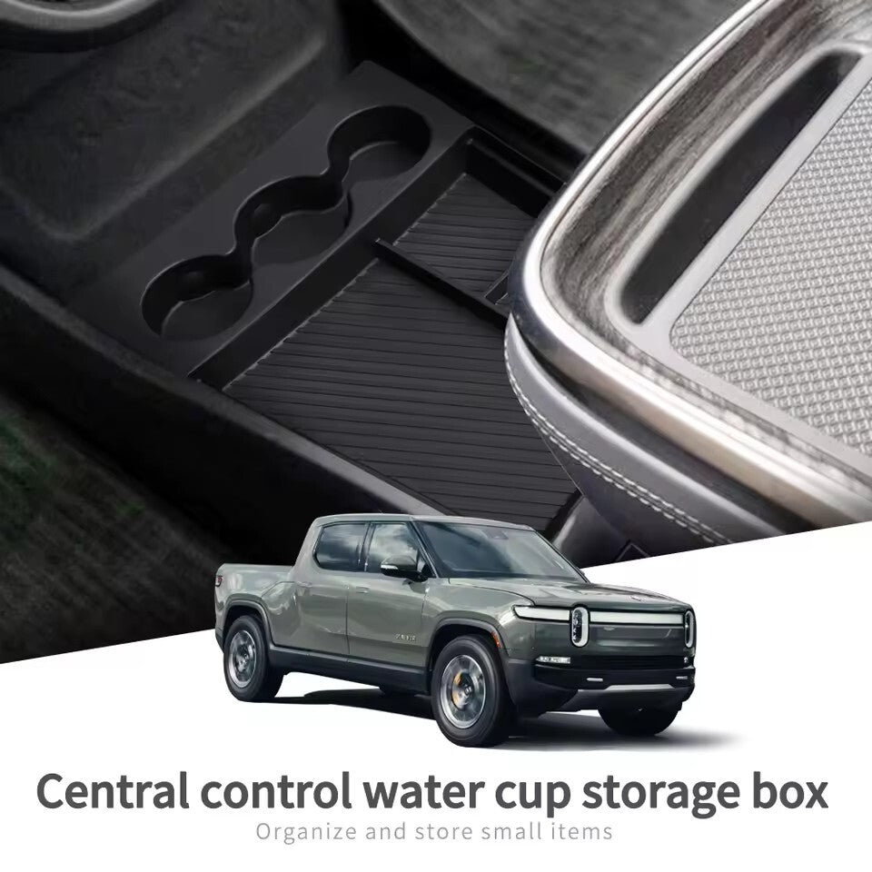 for RIVIAN for R1T Center Console Storage Box TPE Car Lower Layer Tray Organizer