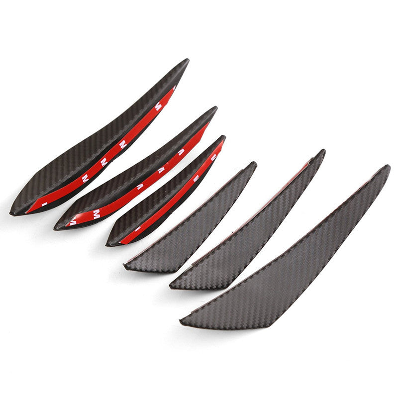 Car Front Bumper Lip Splitter Fins Carbon Fiber Pattern Body Spoiler Canard Chin