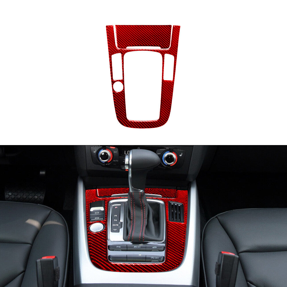 for Audi Q5 2009-2017 2Pcs Gear Shift Frame Trim Cover Decor Carbon Fiber Red