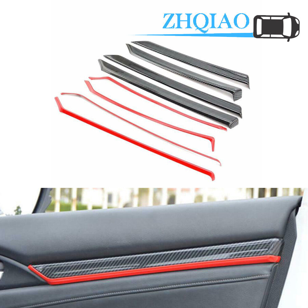 8PCS ABS Red Interior Door Strip Cover Trim for Honda for Civic 2016-2021
