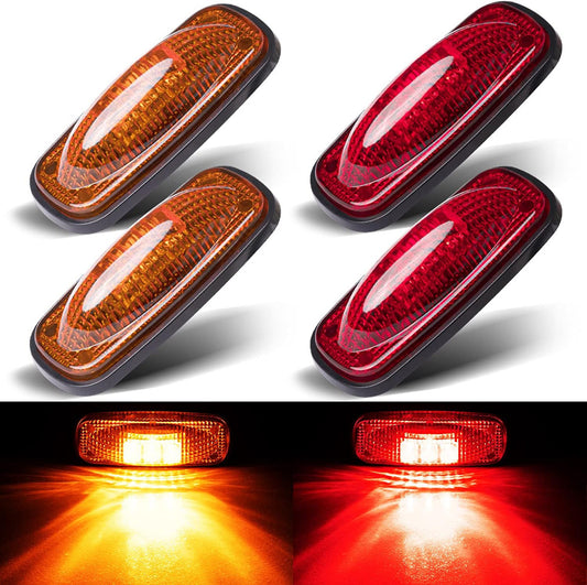 4-Pack Twin Fender Side Marker LED Lights for 03-18 for Dodge for Ram 3500 Red Amber