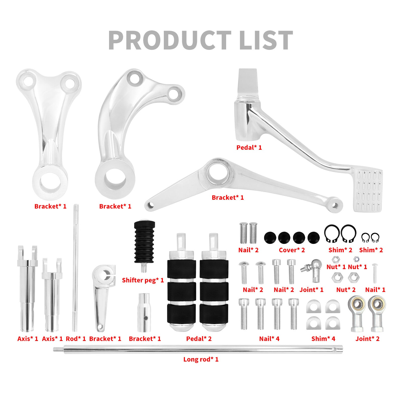 Chrome Forward Controls Kit Peg Levers for Harley Sportster 883 1200 48 72 14-22