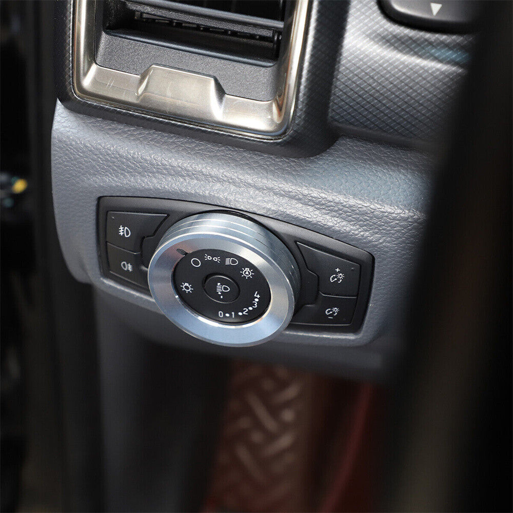 Silver Headlight Switch 4WD Four-wheel Drive Knob Trim for Ford Ranger 2015-21