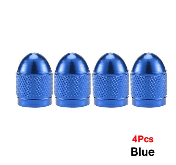 4-piece car tire valve cover rod air dust cover blue bullet for Chevrolet