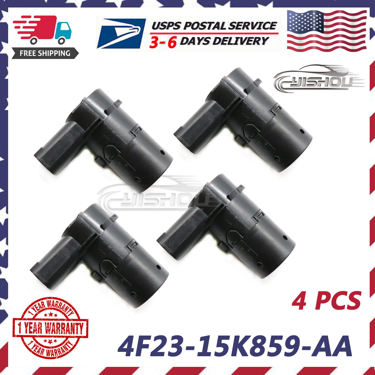 (4)for Ford F150 F250 Reverse Bumper Backup Parking Assist Sensor 4F23-15K859-AA