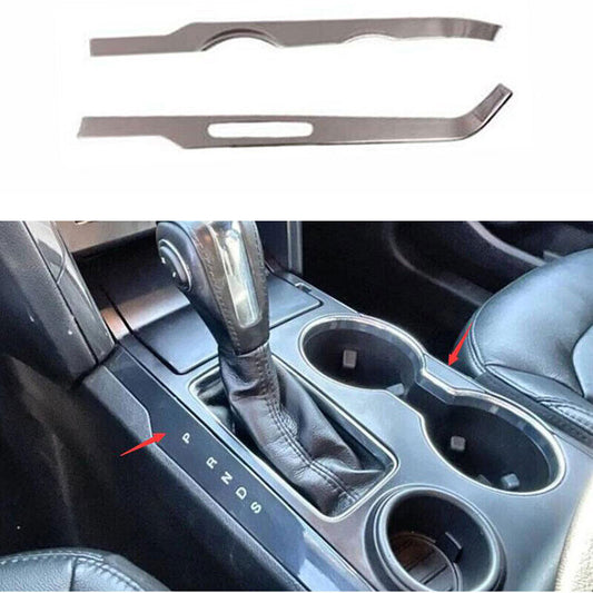 for Ford Explorer 2011-2019 Silver Steel Gear Shift Both Side Cover Trim 2pcs