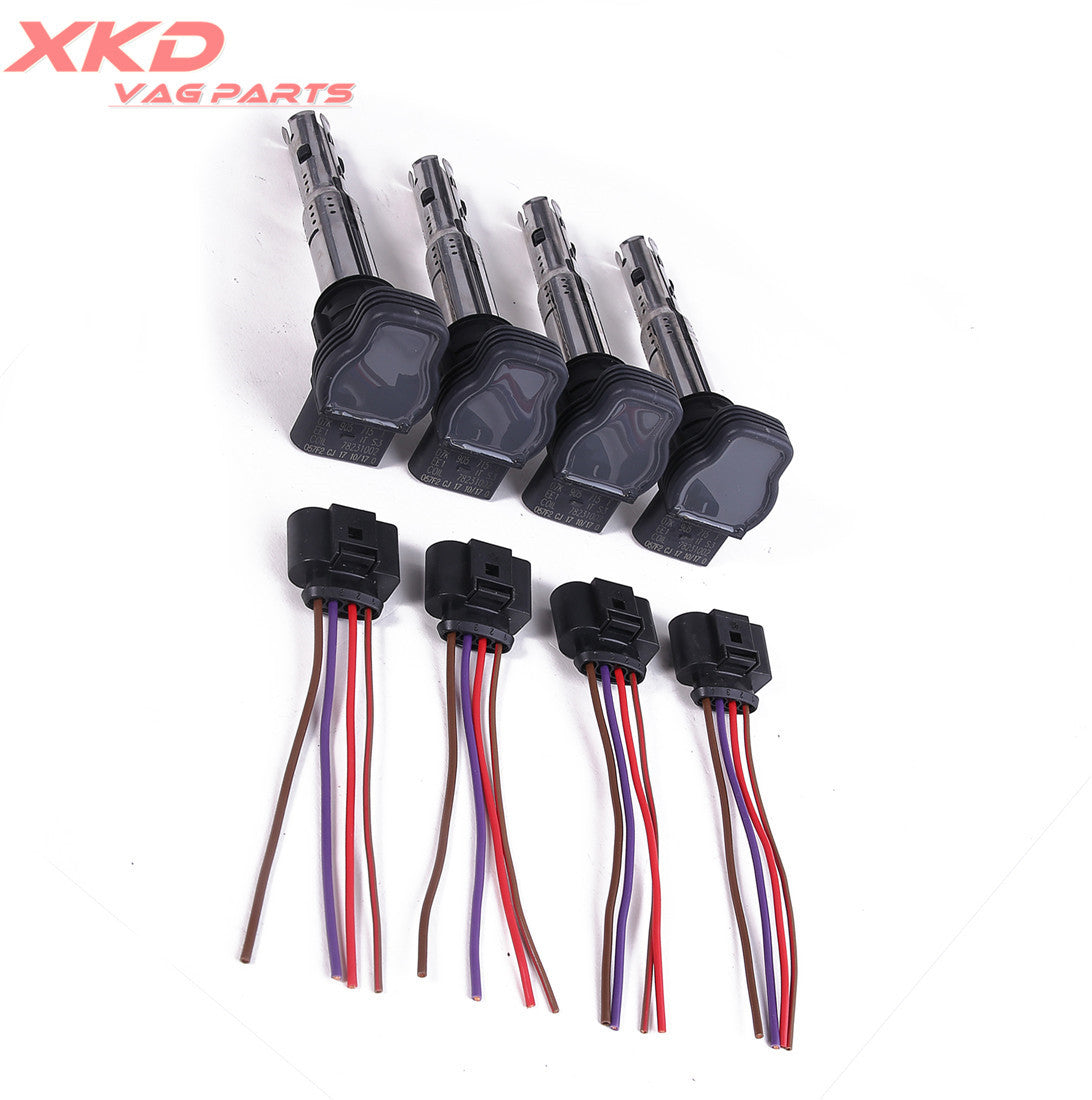 4X Ignition Coil + Plug Kit for VW CC for Golf for Jetta Eos for Passat for Tiguan for AUDI for A4 for A6