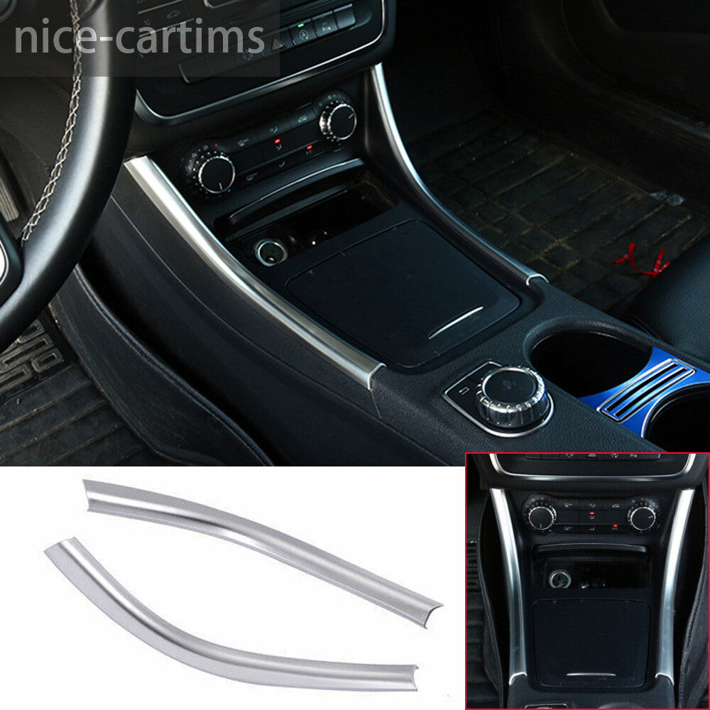 Silver ABS Gear Shift Side Strip Trim for Benz A GLA CLA Class W176 X156 2013-19