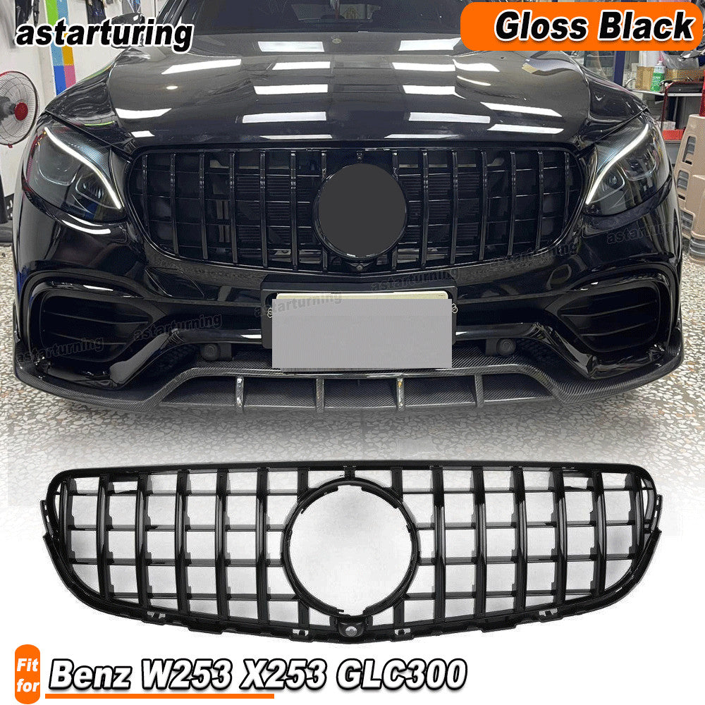 Gloss Black Front Bumper Grille Grill Mesh Fit for Benz W253 X253 GLC300 2015-18