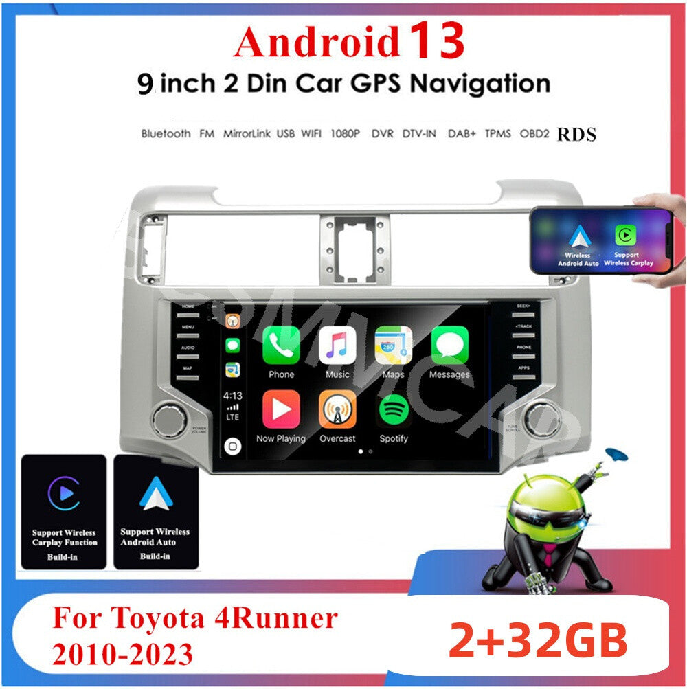 For Apple Carplay Fit for Toyota 4Runner 2010-2023 Android Car Stereo Radio GPS
