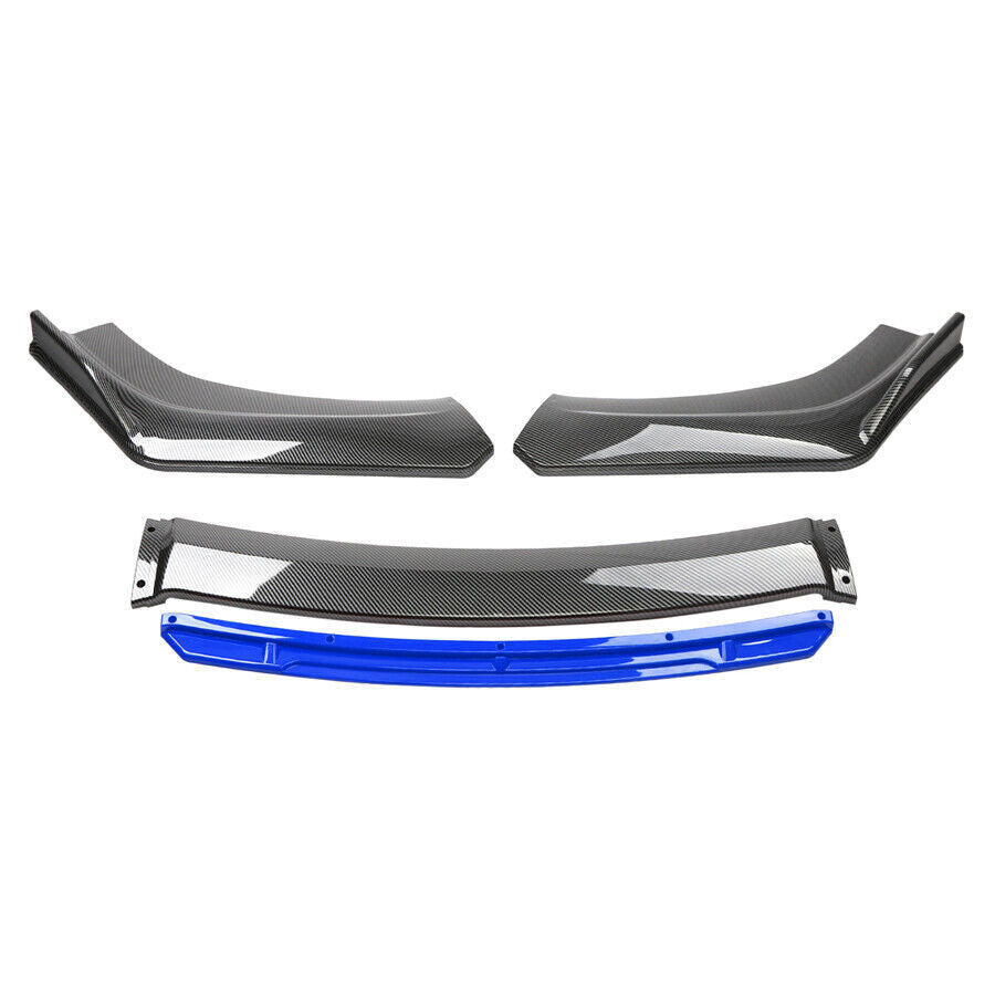 Carbon Fiber Style+Blue Full Surrounded Car Bumper Splitter Lip Diffuser Spoiler